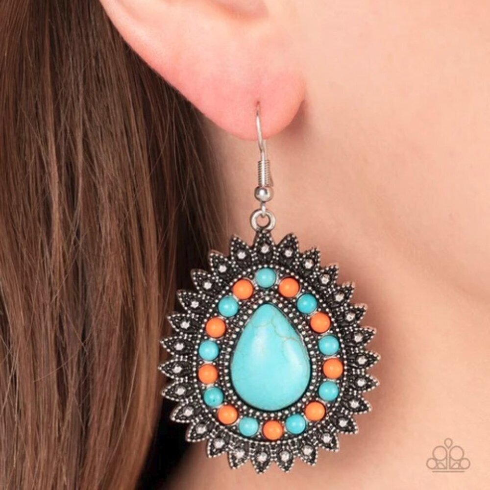 Paparazzi Jewelry Accessories - Sagebrush Sabbatical - Blue Earrings - Vintage